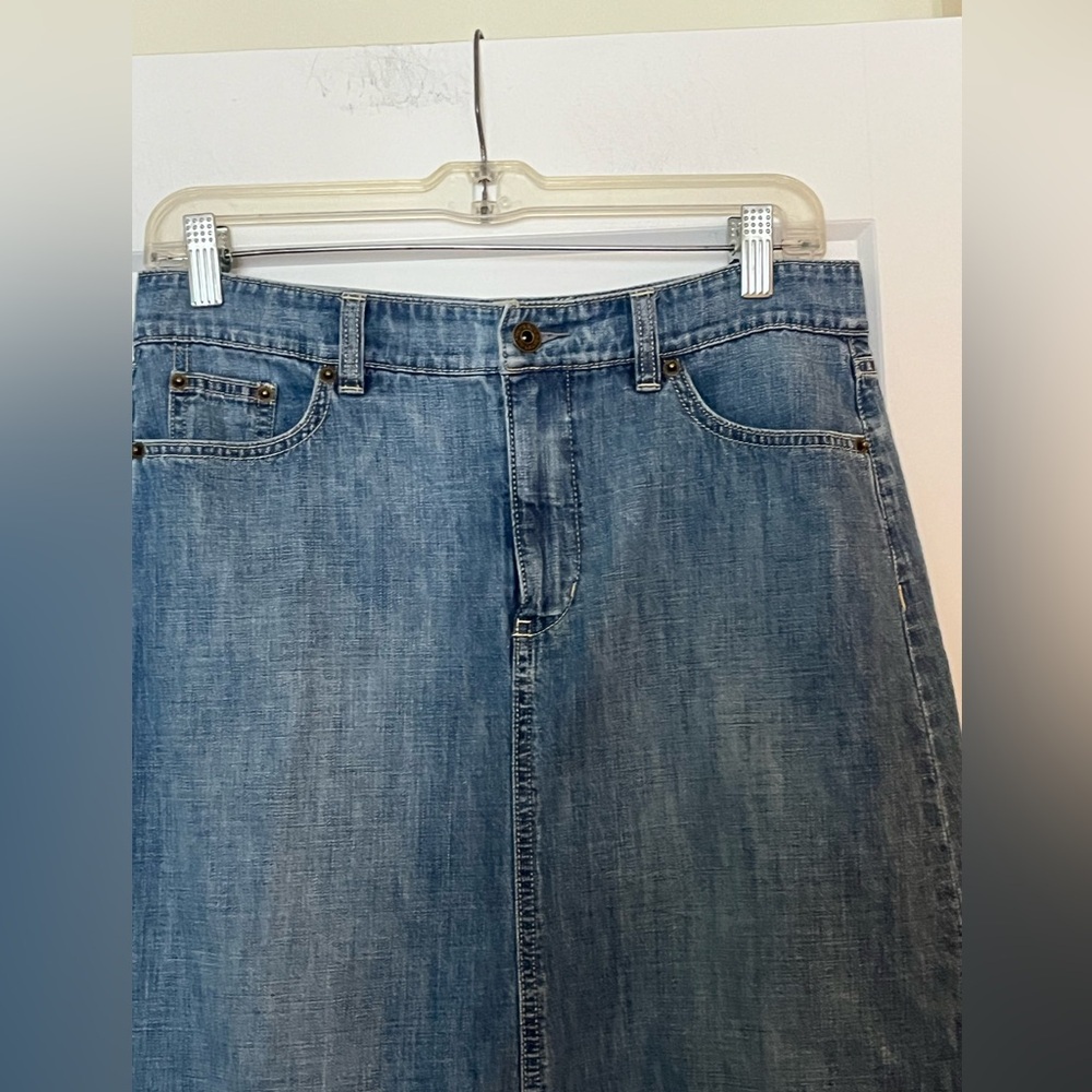 Vintage Ralph Lauren Denim Midi A-Line Skirt - Picture 2 of 7